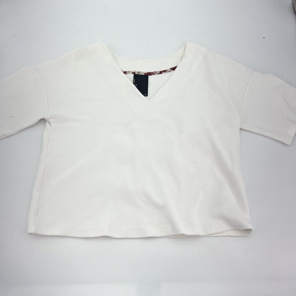 Dolan Ribbed White Crop Top Size M